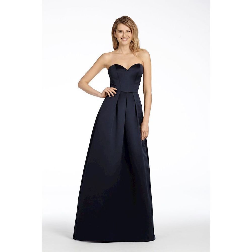 Hayley Paige Occasions Women's Strapless Pleated Blue Gala Long Gown Size 8 NWT